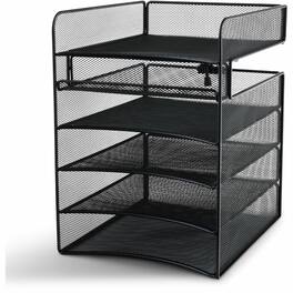 Safco - Onyx Horizontal Hanging Desktop Storage 5 Compartment 14.38" x 10.25" x 12.38" Steel - Black