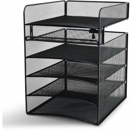 Front. Safco - Safco Onyx Horizontal Hanging Desktop Storage 5 Compartment 14.38" x 10.25" x 12.38" Black Steel - Black.