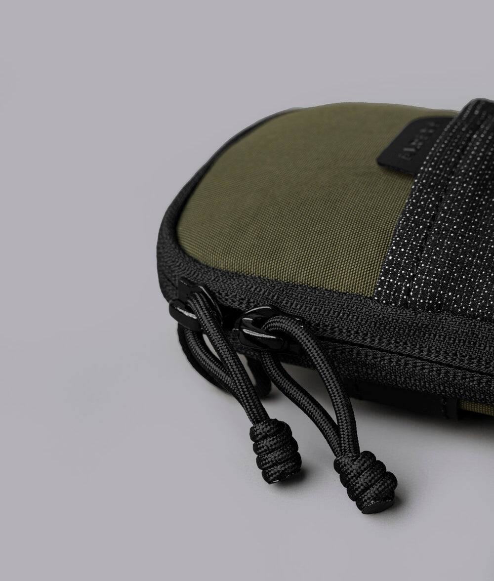 Alt View 5. ALPAKA - Men’s Sling Bag & Belt Bag - Slim Crossbody Phone Sling with Card Sleeve and Phone Pocket - Green Axoflux 400D Washed Nylon.