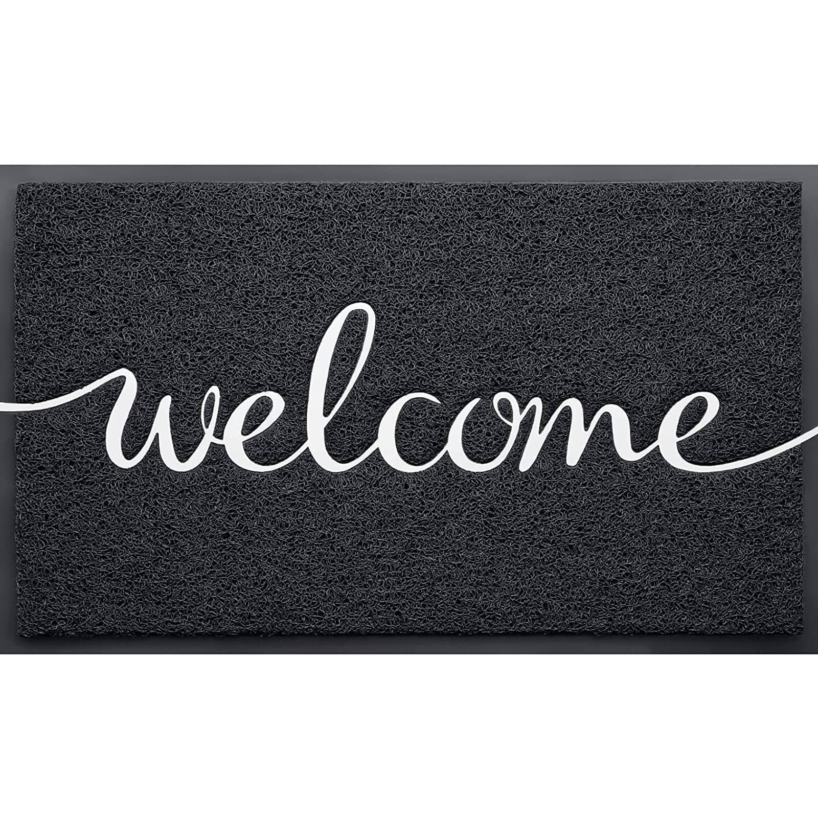 Alt View 6. Fabibe - Door Mat Outdoor Indoor Welcome Durable Non-slip Easy To Clean Front Doormat Entrance Rectangular For High Traffic - Black+welcome-1'6" x 2'6" (Rectangular).