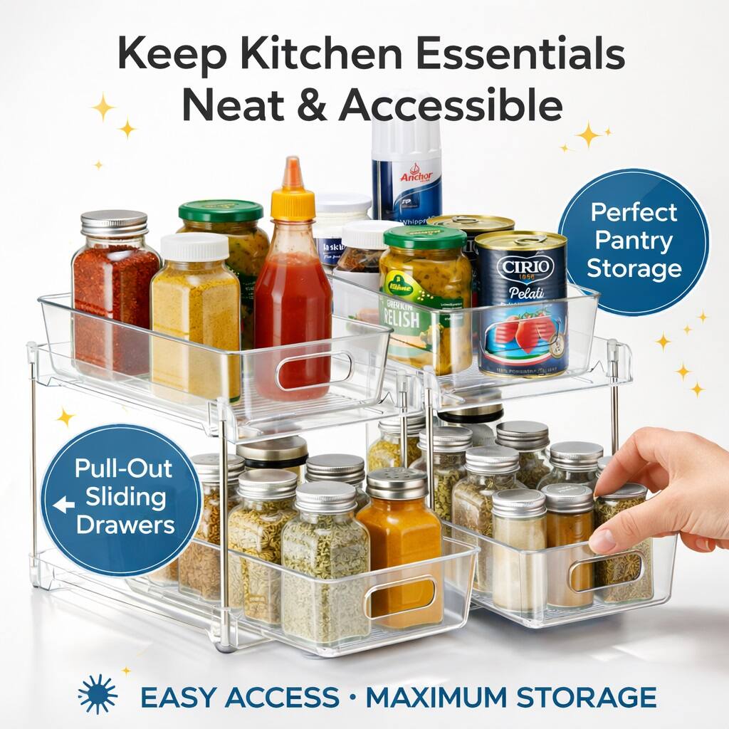 Keep Kitchen Essentials Neat & Accessible  
Anchor a skE J MSime RERKIN RELISH  
Perfect Pantry CIRIO Storage  
SC Pelati NOros 18% ser Pull-Out Sliding Drawers  
EASY ACCESS MAXIMUM STORAGE