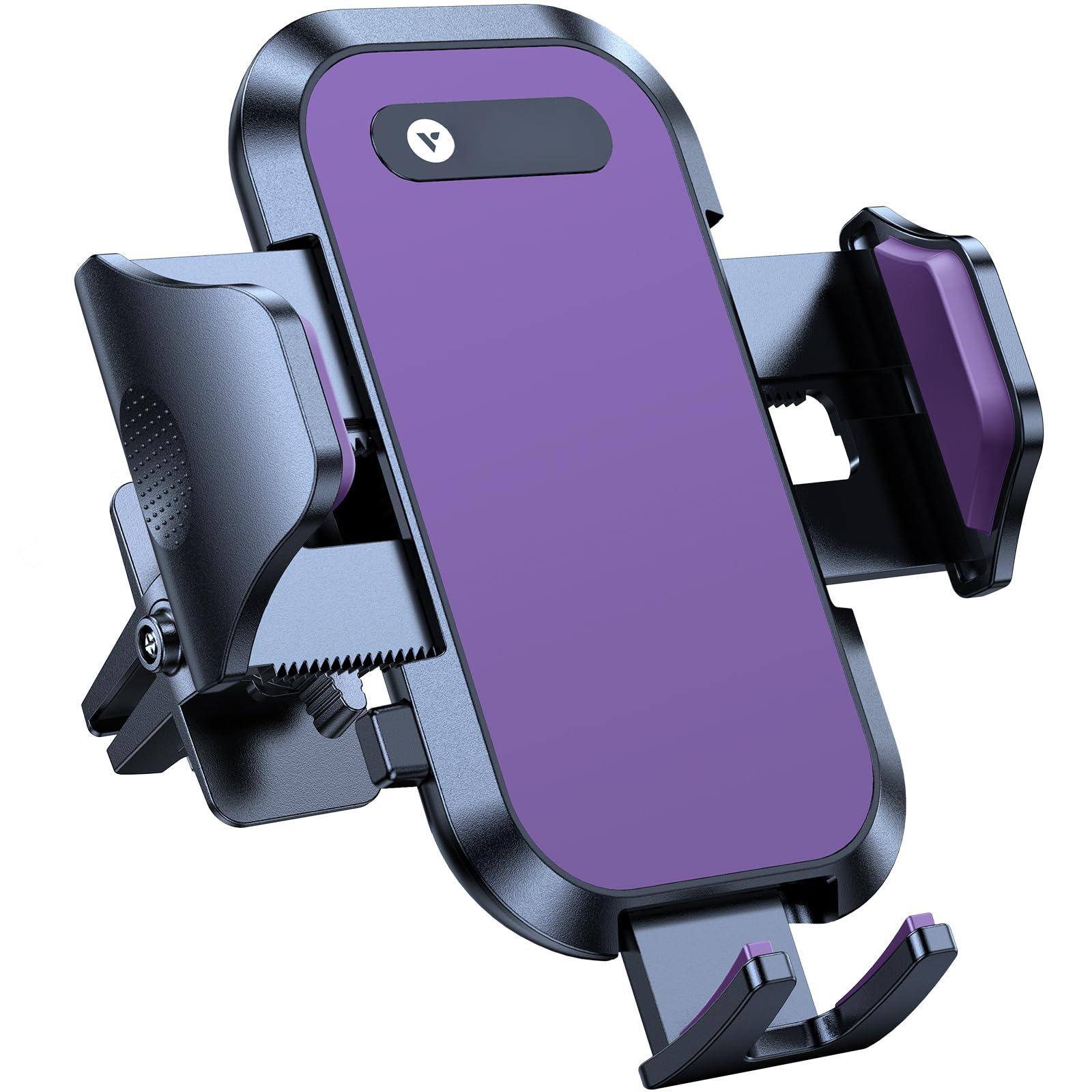 Front. HM 1810 - Phone Mount For Car With Lock Clip Air Vent Cell Universal Holder 360  Rotation Easy Clamp Stand 17 Pro Max - Purple.