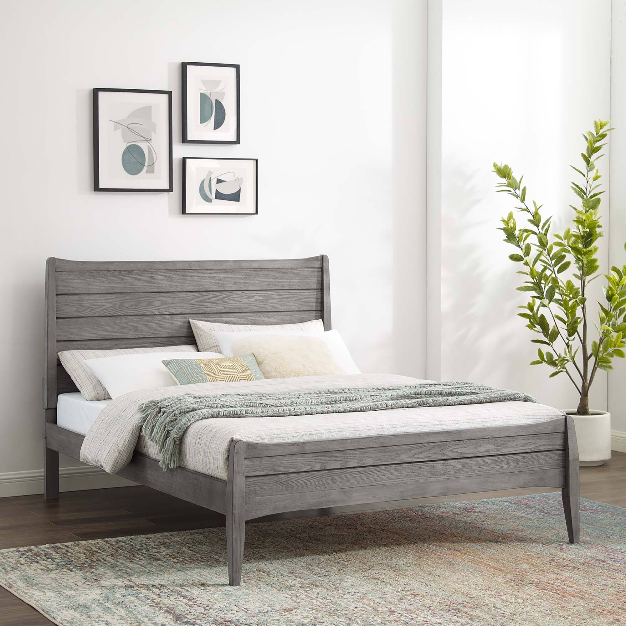 Alt View 5. Modway - Loryn Vinyl King Bed Frame with Round Splayed Legs - White.