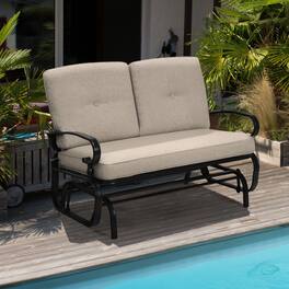 Gymax - Patio Swing Glider Chair Rocking Loveseat Bench for 2 Persons w/ Cushions - Beige