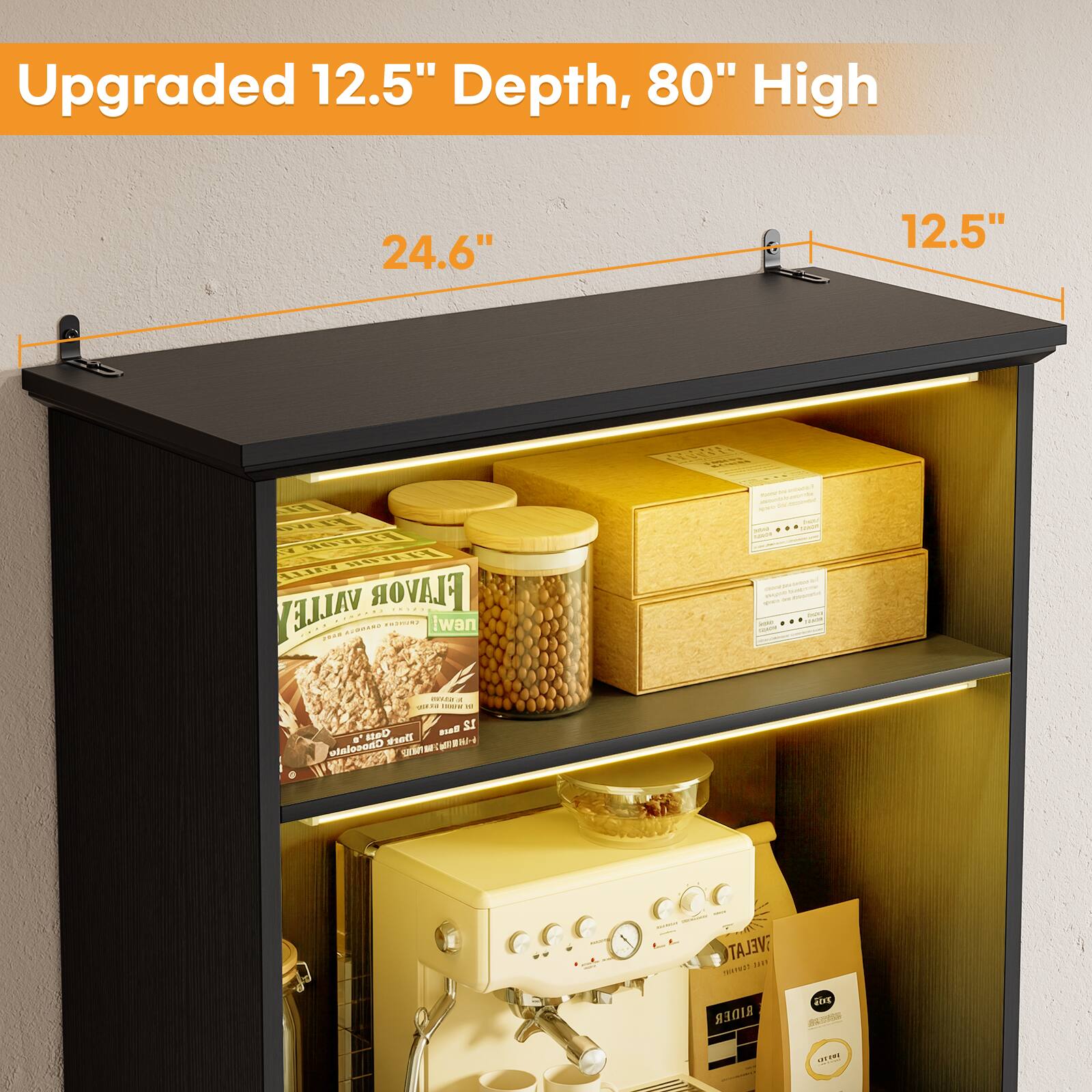 Upgraded 12.5" Depth, 80" High  
24.6"  
12.5"
