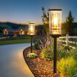MOSZAR LLC - 2 Pack Solar Lights Outdoor Pathway, Up to 15 Hrs Brighter LED - Black