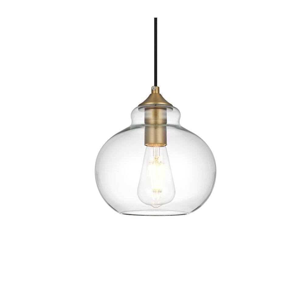 Back. Living District - Destry 8 Inch Pendant Clear Shade in Satin Gold - Satin Gold And Clear.