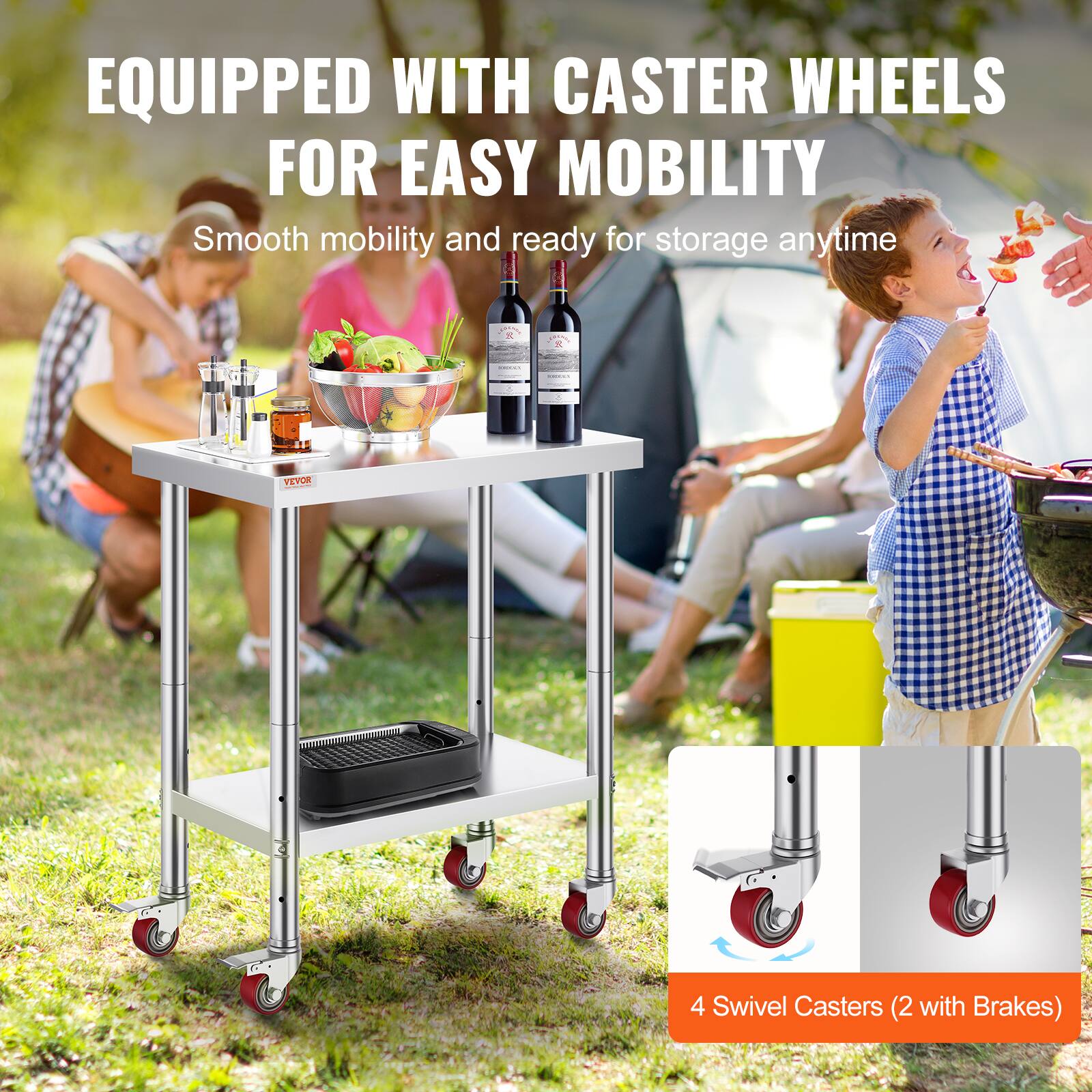 EQUIPPED WITH CASTER WHEELS FOR EASY MOBILITY

Smooth mobility and ready for storage anytime

4 Swivel Casters (2 with Brakes)