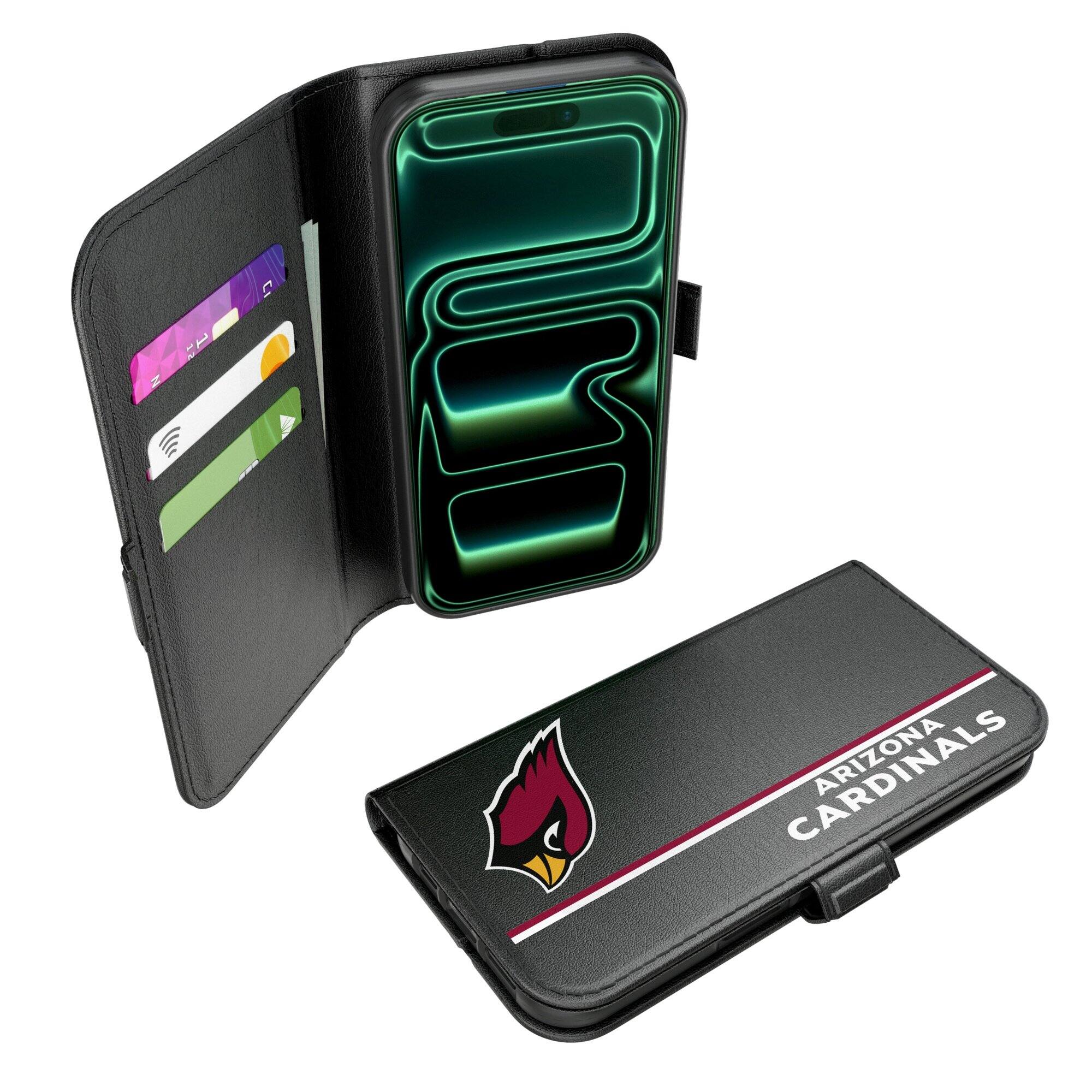 Front. Keyscaper - Arizona Cardinals iPhone Folio 2.0 Case - 17 Pro Max - Black.