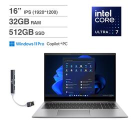 HP - ZBook Firefly 16 G11 Laptop 16.0 WUXGA (Intel Ultra 7 155U, 32GB DDR5, 512GB PCIe SSD, Win 11 Pro) w/USB Hub - Silver