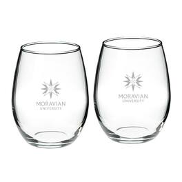 Jardine - Moravian Greyhounds Team Design Two-Piece 21oz. Stemless Wine Glass Set - Multicolor