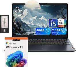 Lenovo - IdeaPad 1i 15.6" FHD Touchscreen Laptop, Intel i5-1235U,40GB RAM,2TB SSD, Win 11, 128GB Dock Station - Blue