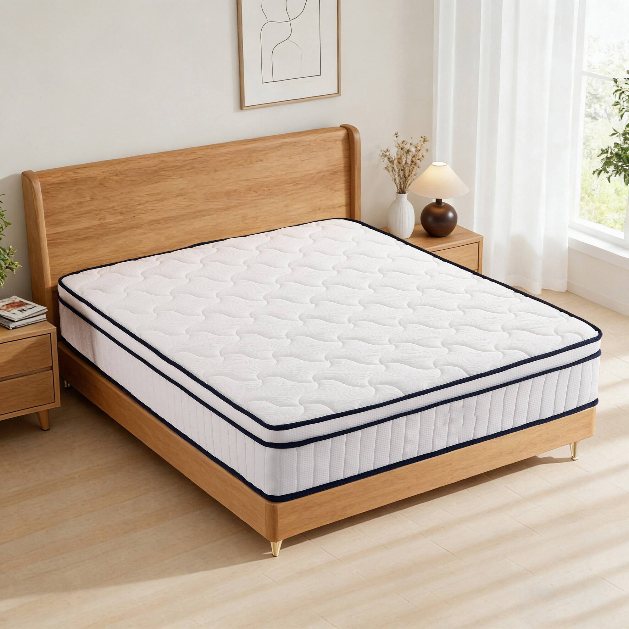 Alt View 8. Ecooso - 10" King Medium-Firm Hybrid Mattress, Memory Foam + Pocket Coils, Pressure Relief, Cooling Cover - White.