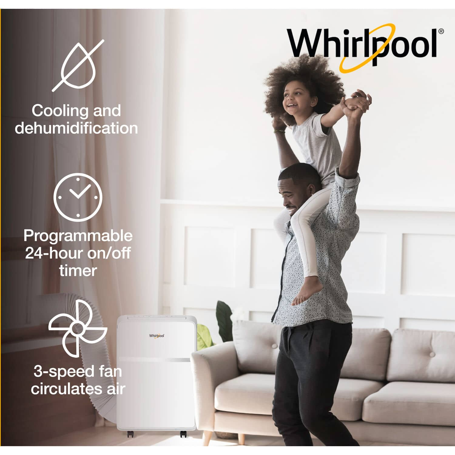 Whirlpool – 350 Sq. Ft Portable Air Conditioner and 7,600 BTU Heater – White Sansujyuku sansujyuku.com