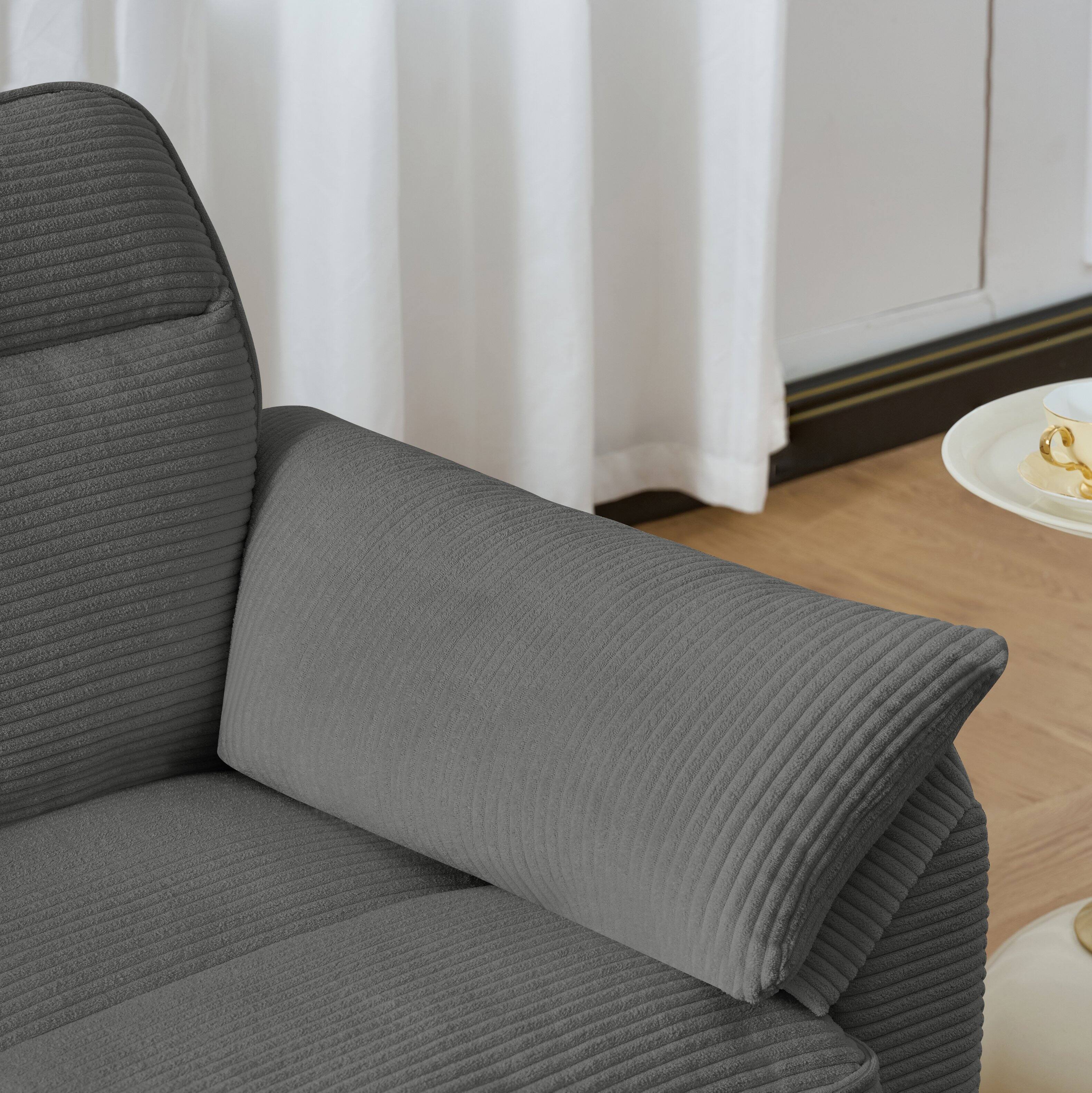 Alt View 4. Electra Tech Xpress - FREEHOMAE-117-inch corduroy U-shaped sofa - DARY  GRAY.