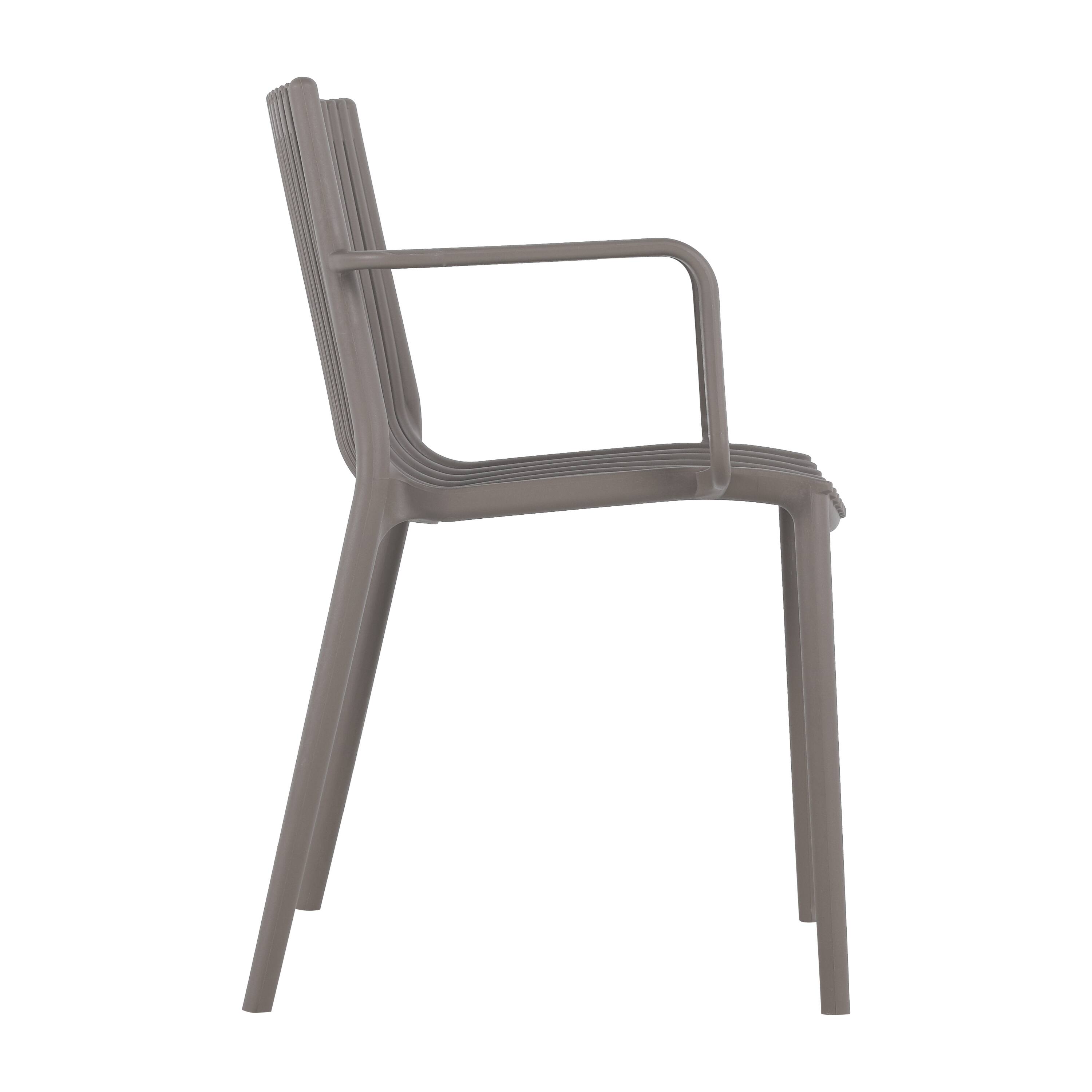 Alt View 7. Mondawe - 4pcs Modern Stackable PP Plastic Armchair - Grey.