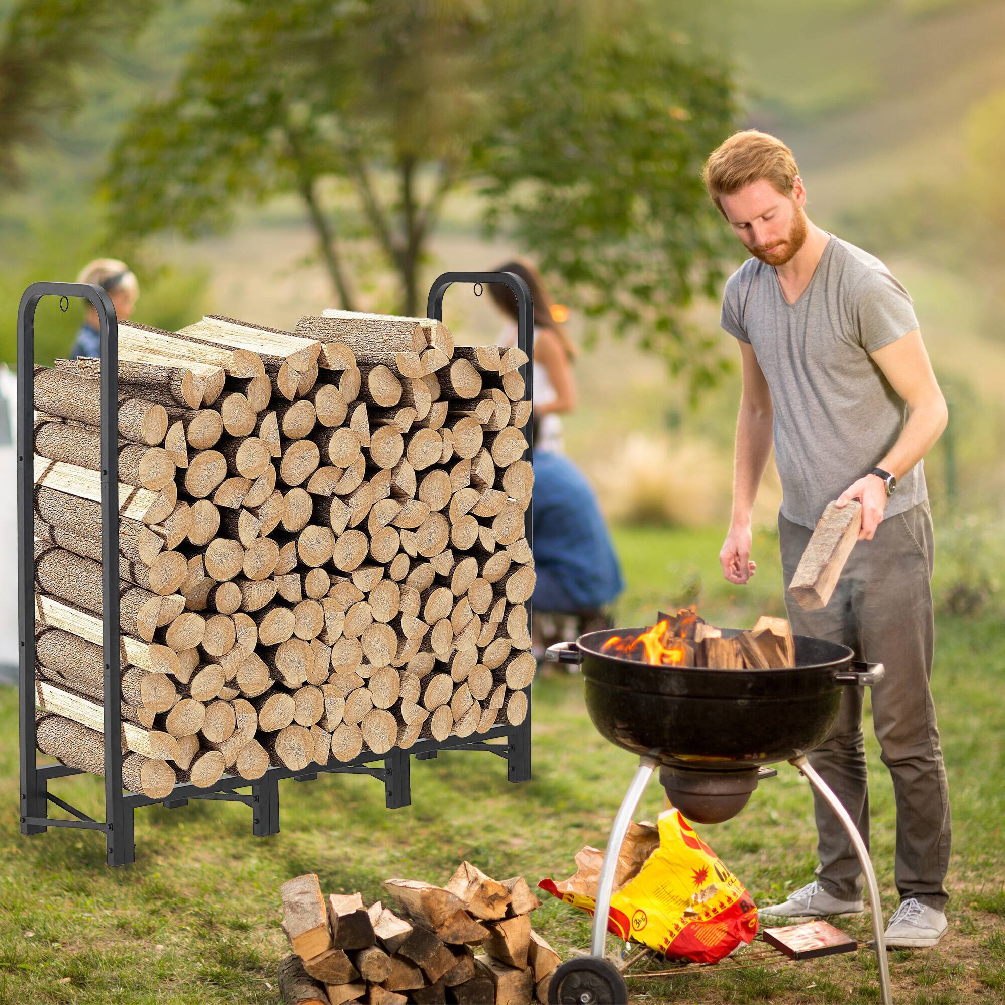 Alt View 1. Werph - Werph 4FT Firewood Rack Outdoor - Black.