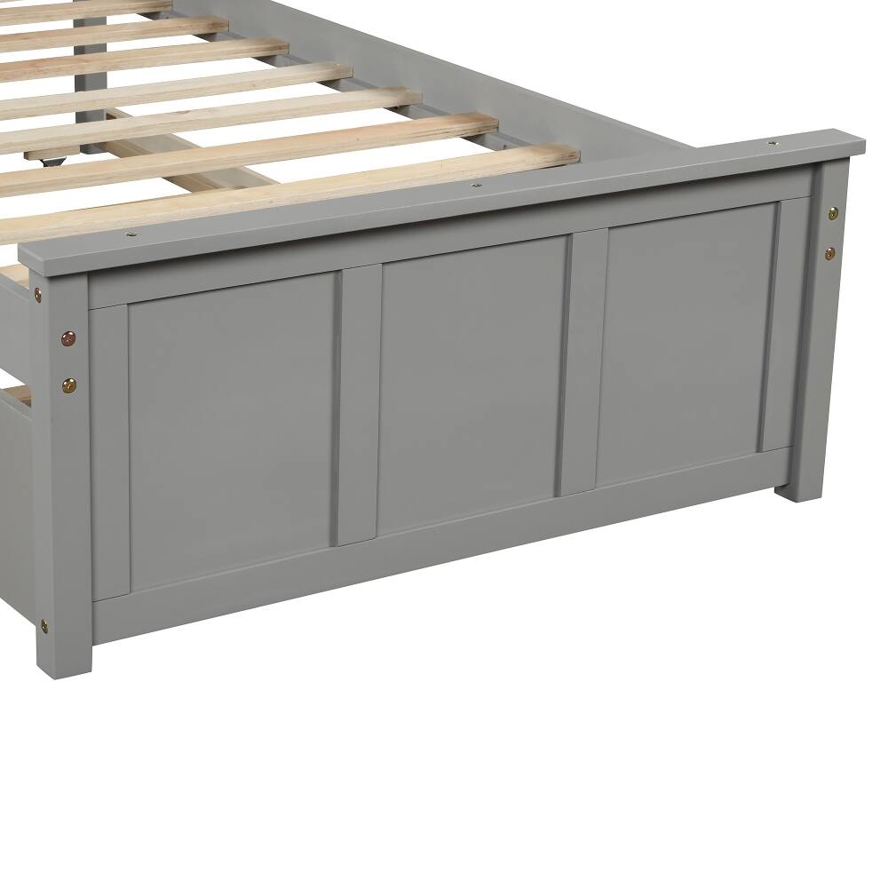 Alt View 3. Loheer - Loheer Twin Platform Bed with Trundle Solid Wood Gray Space Saving Bed - Gray.