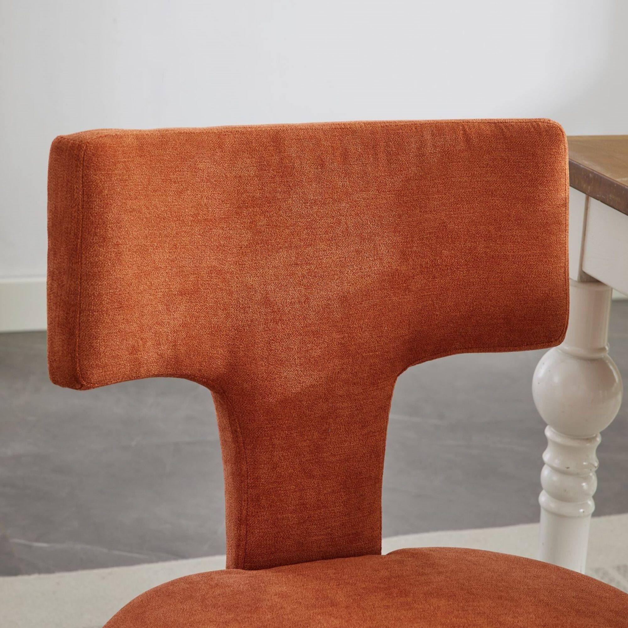 Alt View 7. GOODSILO - Modern Dining Chairs Set of Two with Curved Backrest and Upholstered Fabric Seating - Orange.