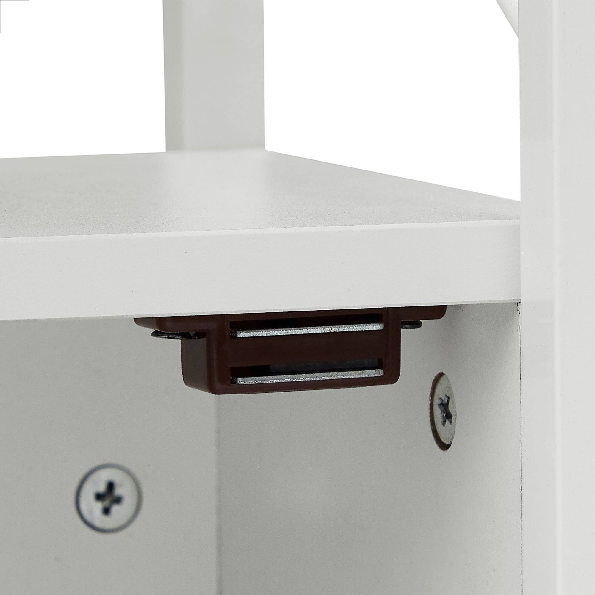 Left. Vecelo - 4-in-1 Bathroom Storage Cabinet with Toilet Paper Holder - Slim Toilet Organizer, Towel Rack & Enclosed Storage - White.