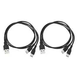 Unique Bargains - Multi USB A to 2 USB-C Splitter, 2-in-1, 20in, 5V 2A, 2pcs - for Phone/Power Bank/Tablet - Black