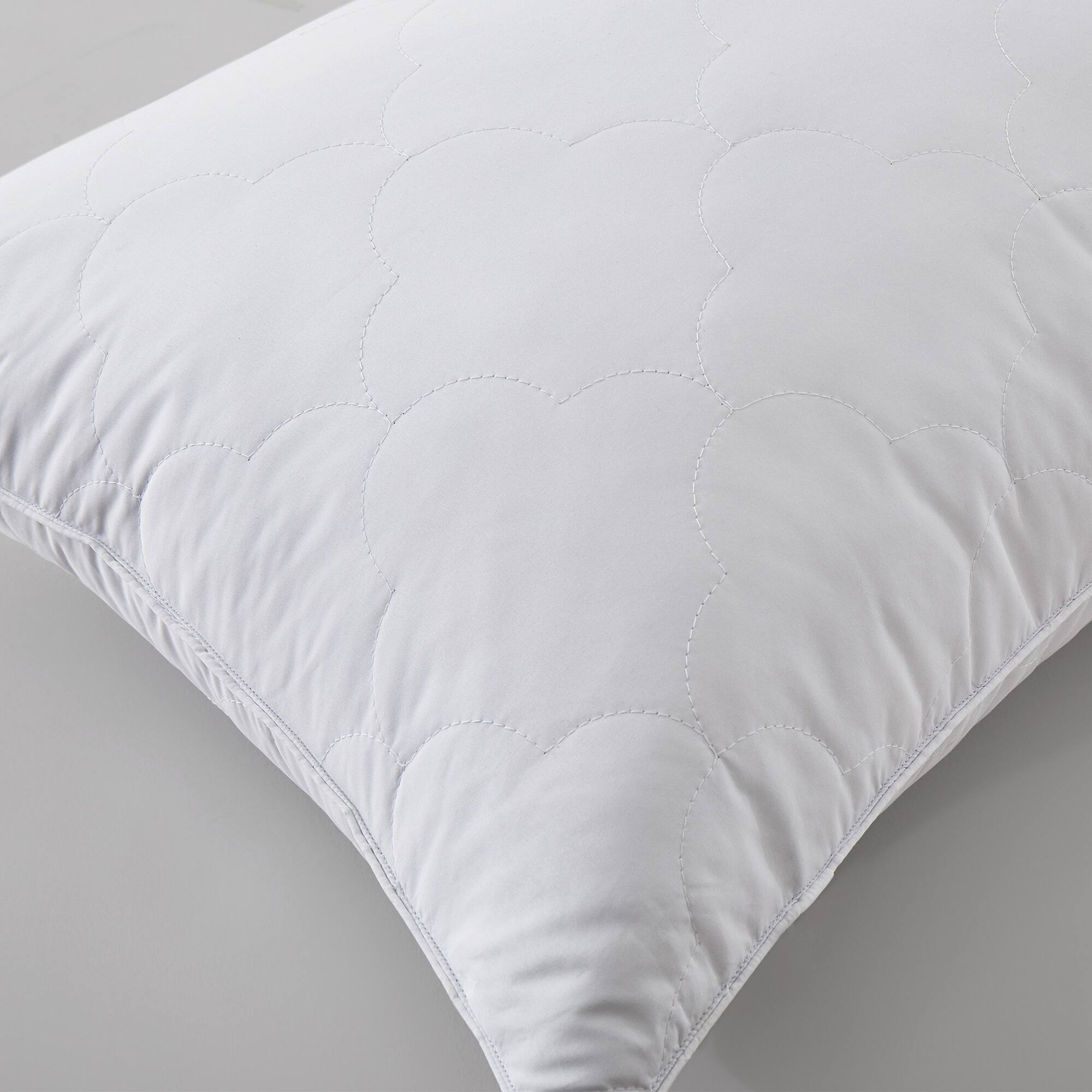 Back. Peace Nest - Peace Nest Set of 2 Premium Medium Feather Quilted Bed Pillow with Soft Cover - White.