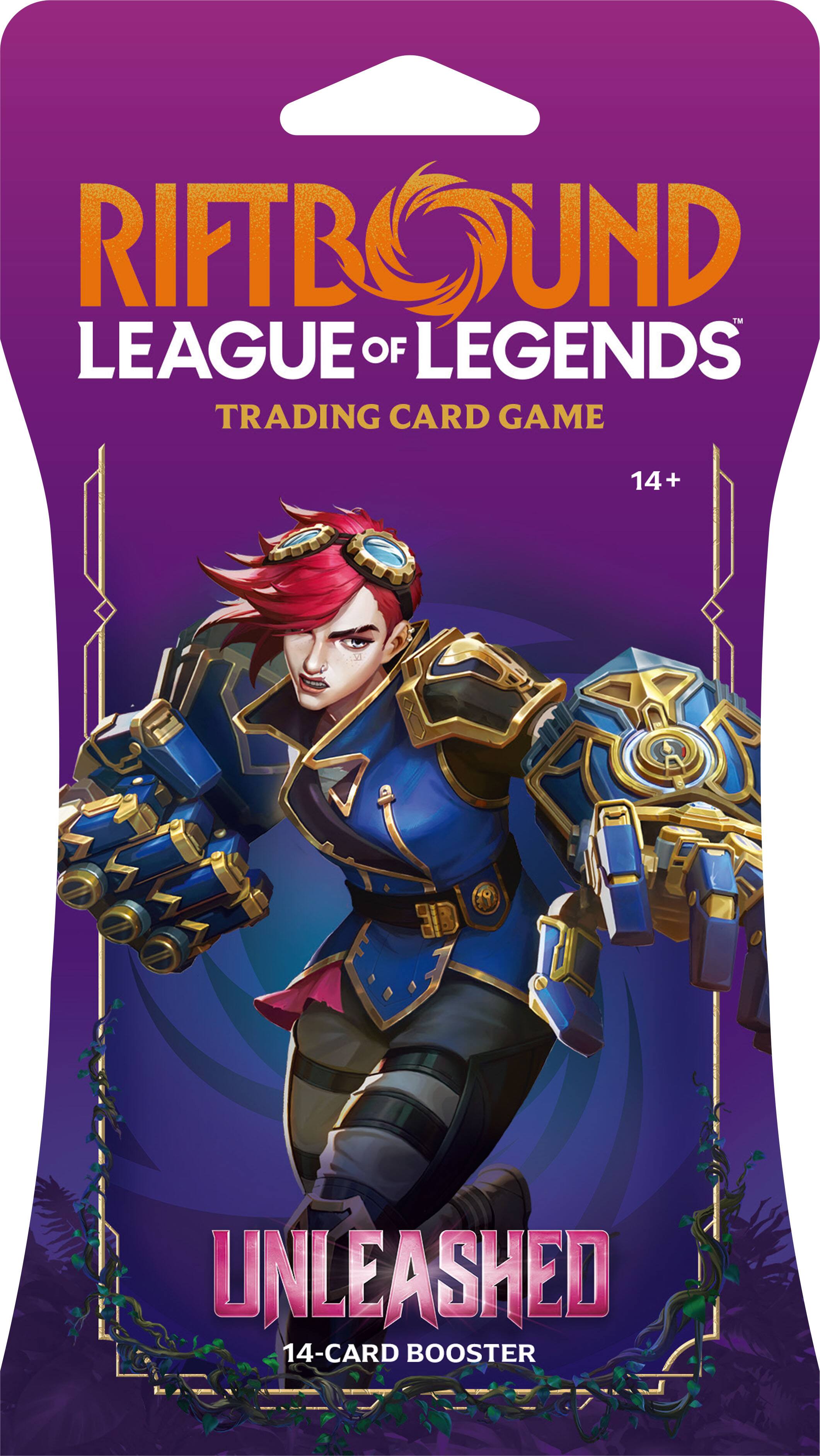 RIFTBOUND  
LEAGUE OF LEGENDS  
TRADING CARD GAME  
14+  
UNLEASHED  
14-CARD BOOSTER