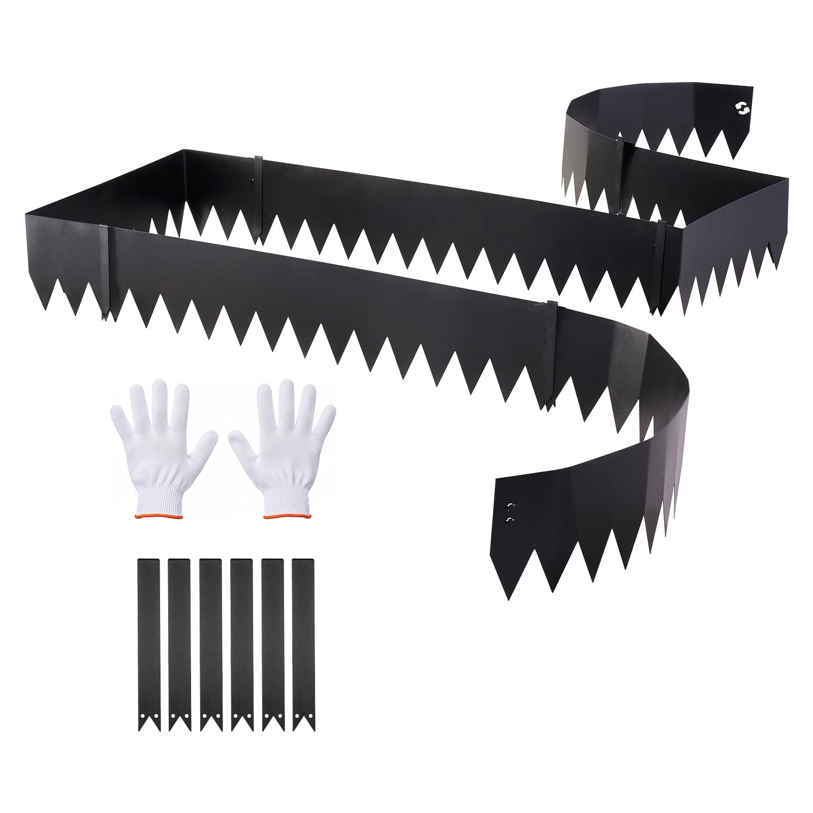 VEVOR - Galvanized Steel Landscape Edging, 6-Pack 40 x 8 Inch Metal Edging for Landscaping with 6 Mounting Clips - Black