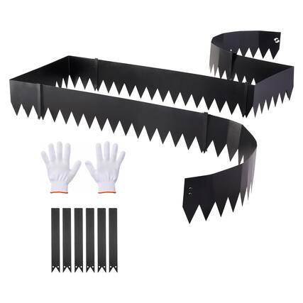 Front. VEVOR - Galvanized Steel Landscape Edging, 6-Pack 40 x 8 Inch Metal Edging for Landscaping with 6 Mounting Clips - Black.