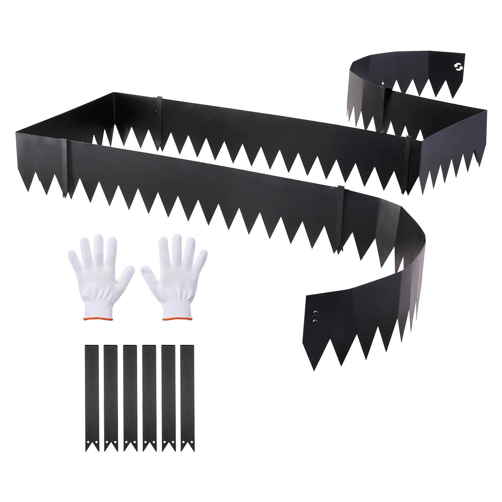 Front. VEVOR - Galvanized Steel Landscape Edging, 6-Pack 40 x 8 Inch Metal Edging for Landscaping with 6 Mounting Clips - Black.