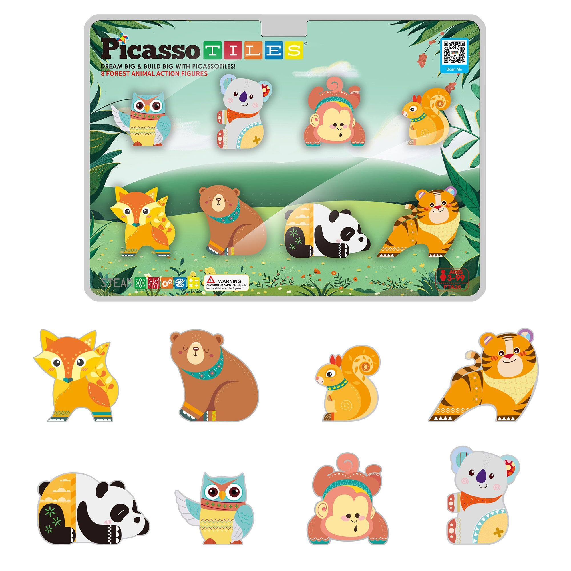 PicassoTiles - PICASSO-TILES Magnetic Tiles for Kids, Forrest Animal Theme Construction STEM Building Blocks Educational Toy, 8PCS - Multicolor price history on PriceWatchPro