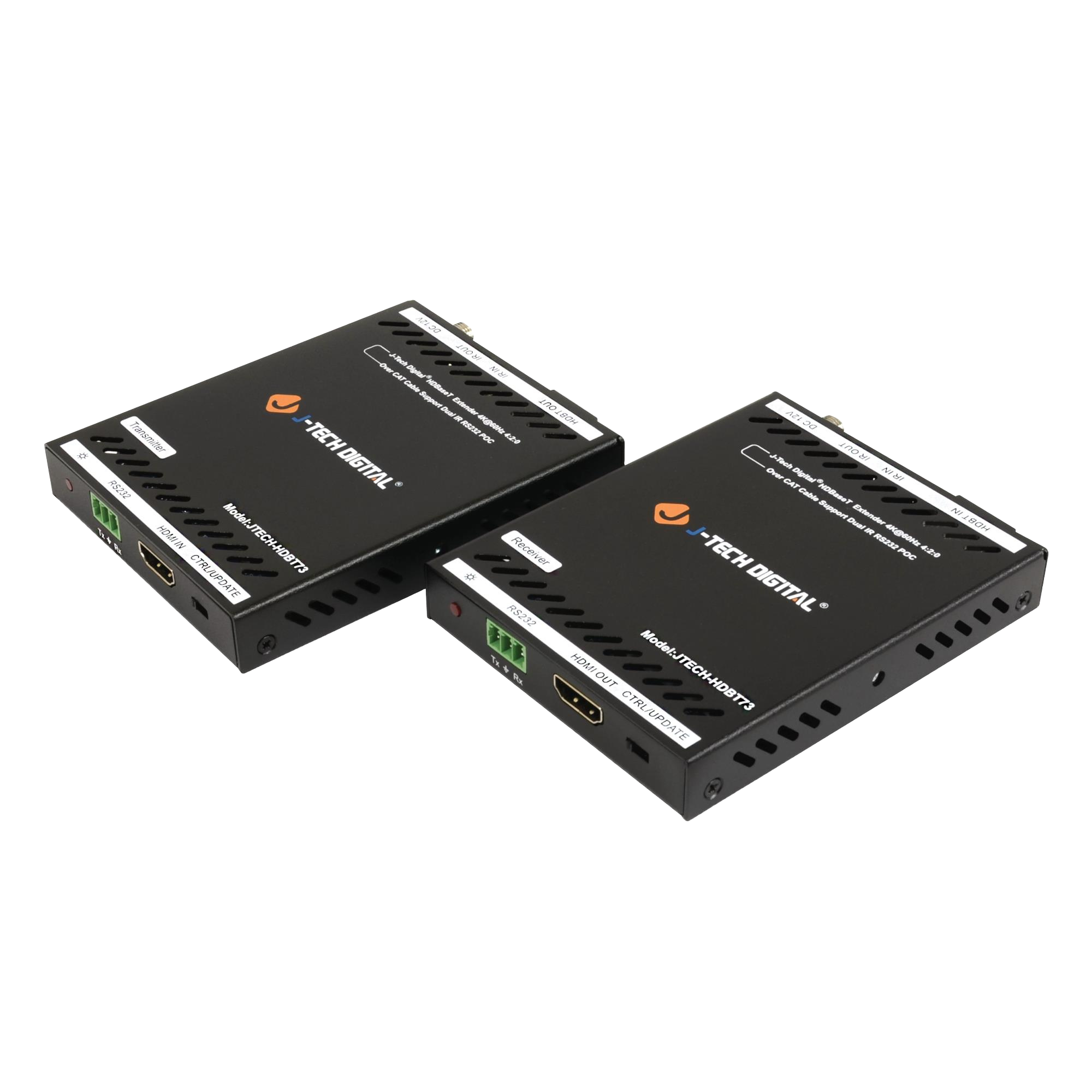 J-Tech Digital - 4K 60Hz (4:2:0) HDBaseT HDMI Extender Balun Over Ethernet (130ft) - Black
