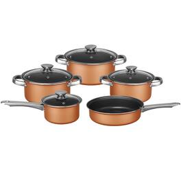 Brentwood - 9 Piece Aluminum Non Stick Cookware Set - Copper
