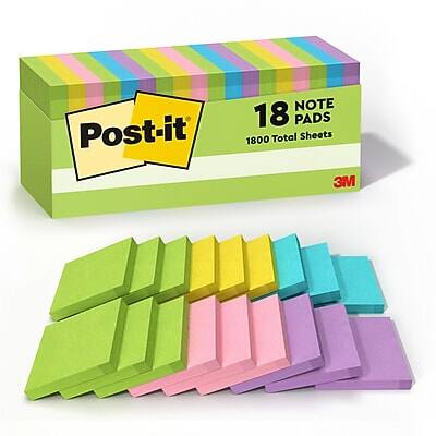 Post-it  
18 Note Pads  
1800 Total Sheets  
3M