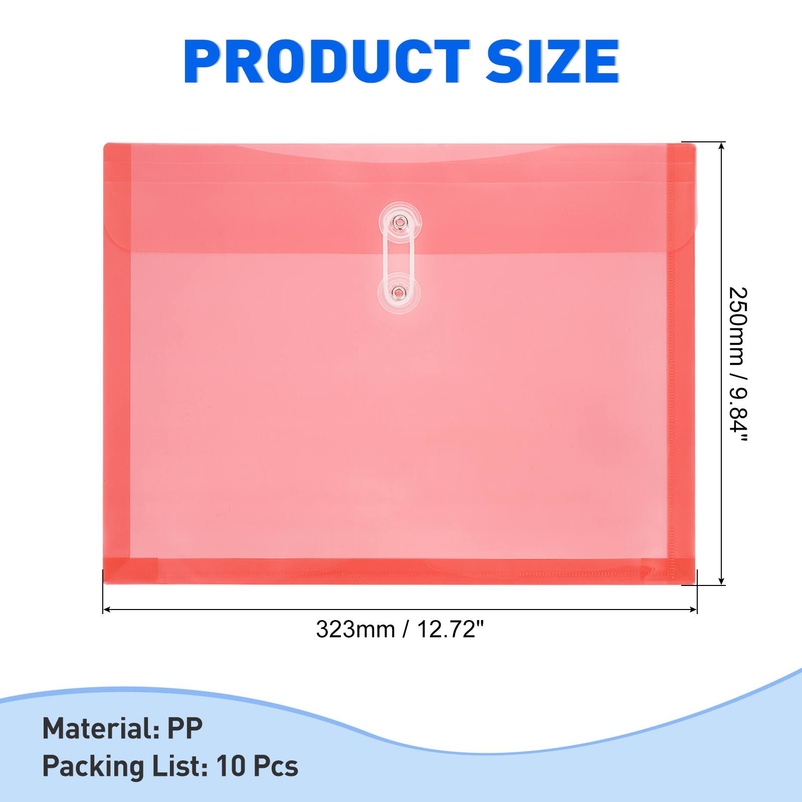 PRODUCT SIZE  
250mm / 9.84"  
323mm / 12.72"  
Material: PP  
Packing List: 10 Pcs