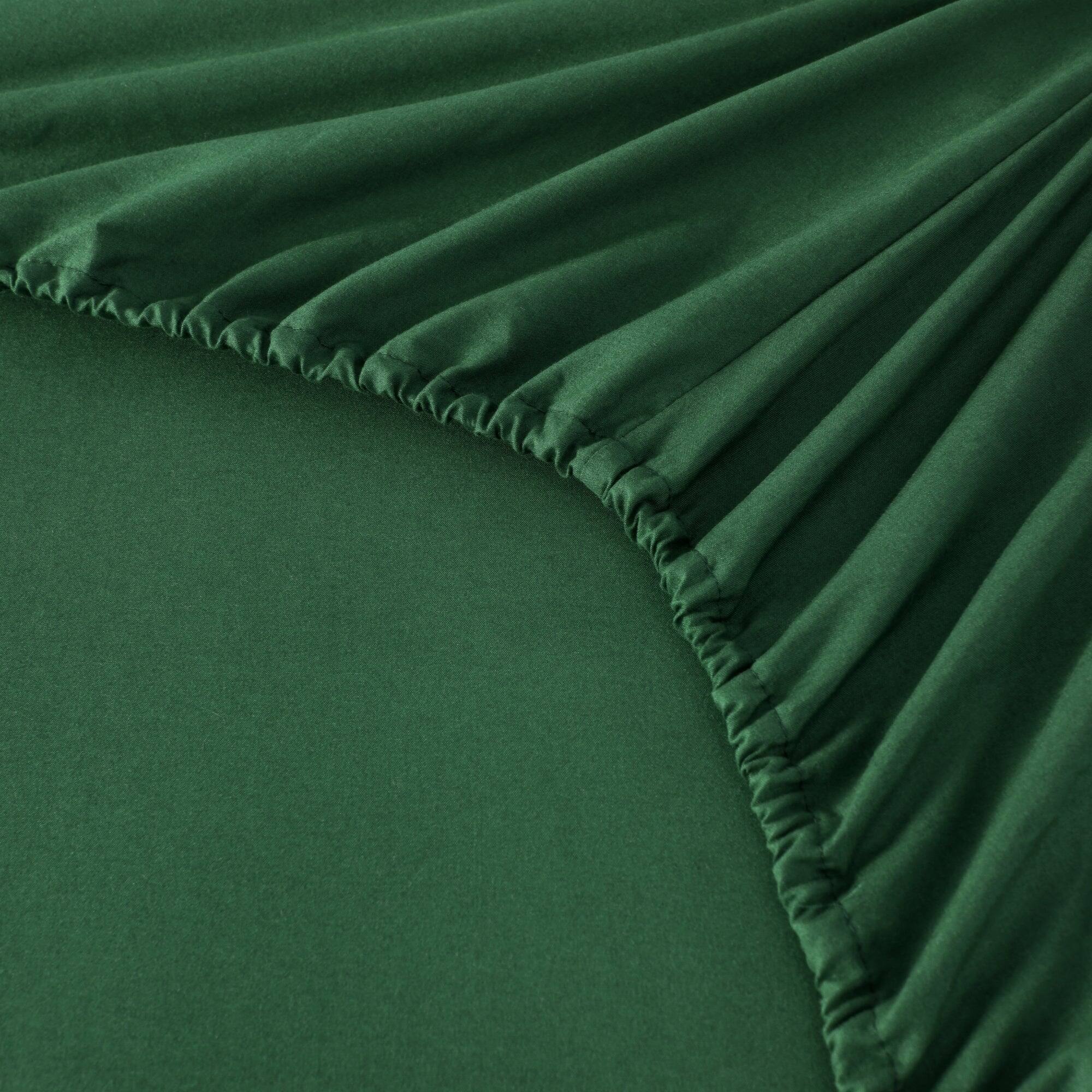 Alt View 1. MarCielo - Marcielo 4/6 Pcs Soft Solid & Embroidery Bed Sheets Set - Dark Green.
