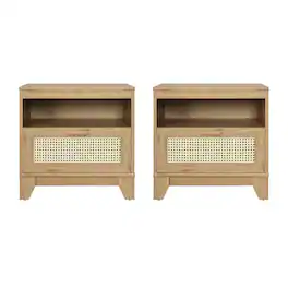 Manhattan Comfort - Sheridan Mid-Century Modern 22" Nightstand - Set of 2 - Natural