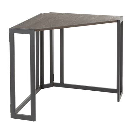 Front. Spaco - Spaco Industrial L Shaped Corner Desk with Metal Frame, Espresso Bamboo Top, Space Saving Home Office Desk - Espresso.