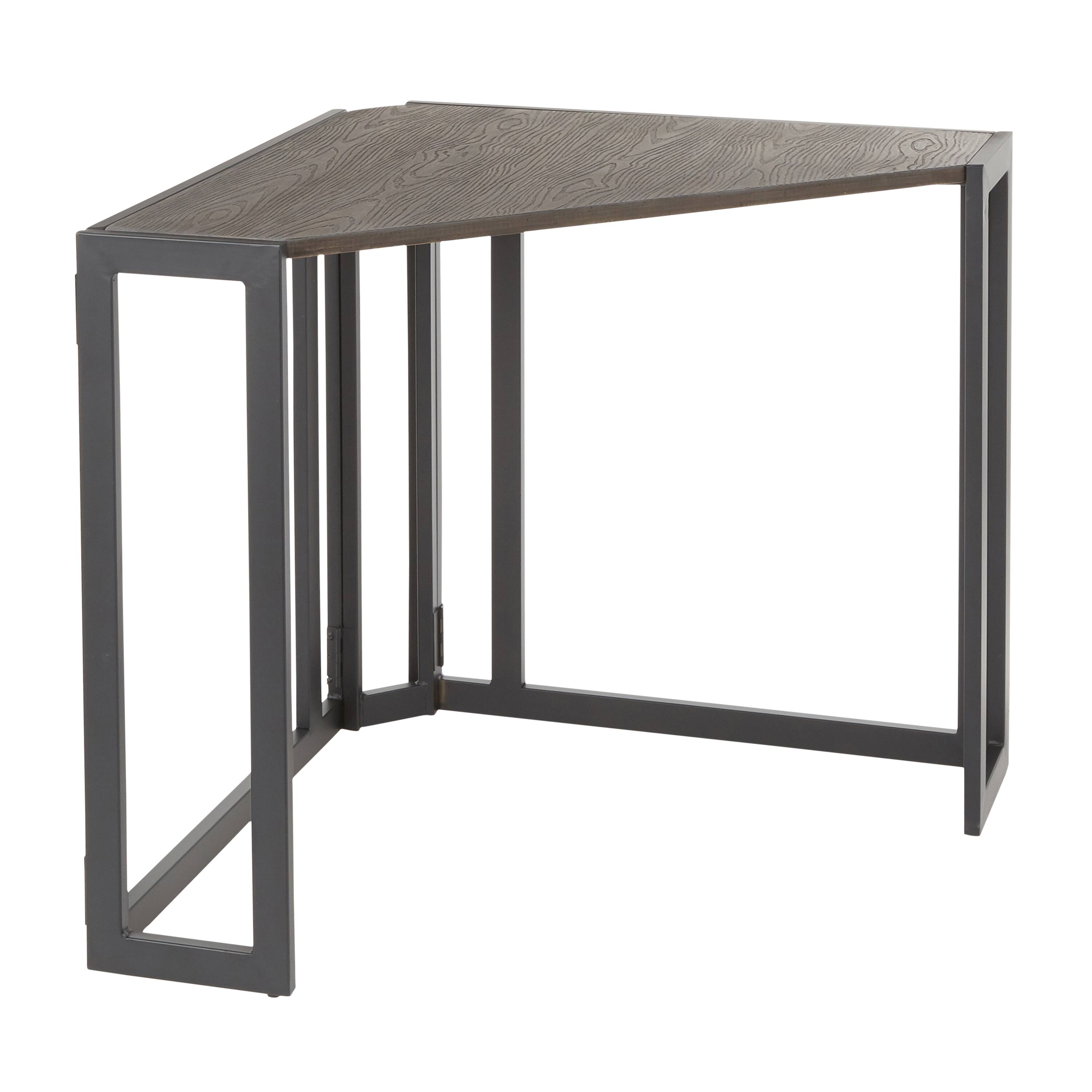 Front. Spaco - Spaco Industrial L Shaped Corner Desk with Metal Frame, Espresso Bamboo Top, Space Saving Home Office Desk - Espresso.
