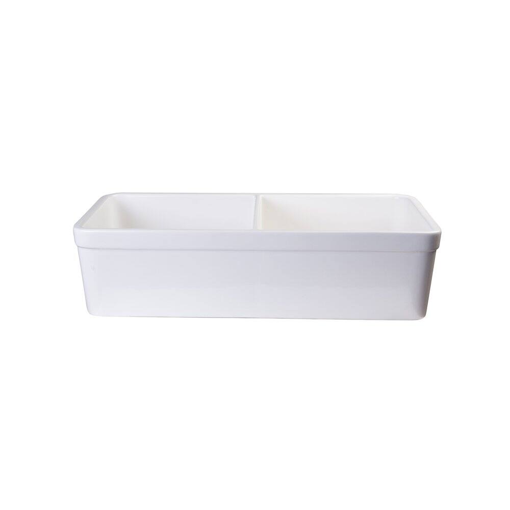 Alt View 5. Alfi - ALFI brand White 32 Double Bowl Lip Apron Fireclay Farmhouse Kitchen Sink with 1 3/4 Lip - White.