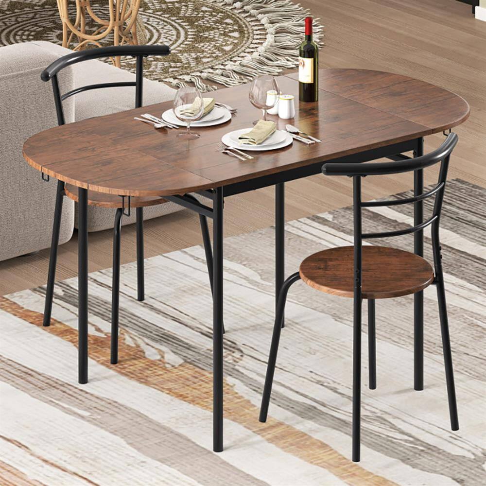 Angle. Kadyn - Dining Table SetDining Table Chairs Set3 Pieces Dining Set with 2 Chairs and Modern Kitchen Table for Small SpaceBrown - Brown.