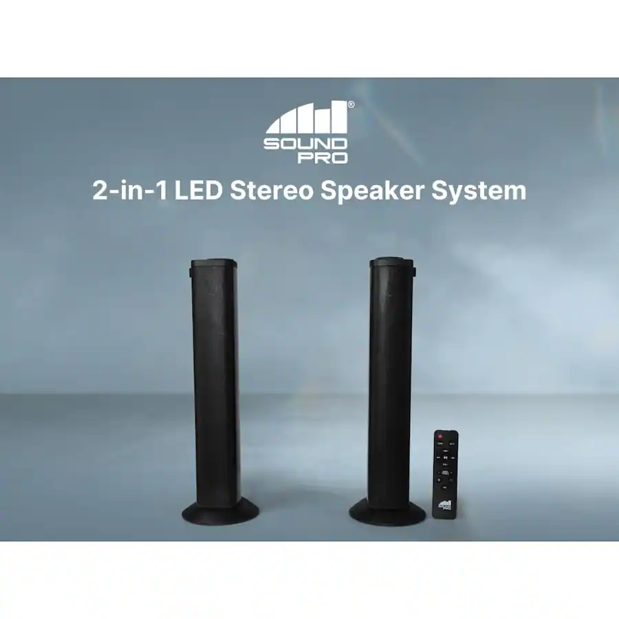 SoundPro 2 in 1 LED BT Stereo Speaker System with RGB Lighting Effects ...