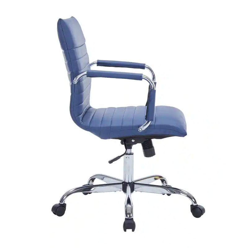 Alt View 6. LeisureMod - Harris Mid-Back Leather Office Chair Adjustable Height Tilt Computer Task Chair with 360-Degree Swivel - Navy Blue.