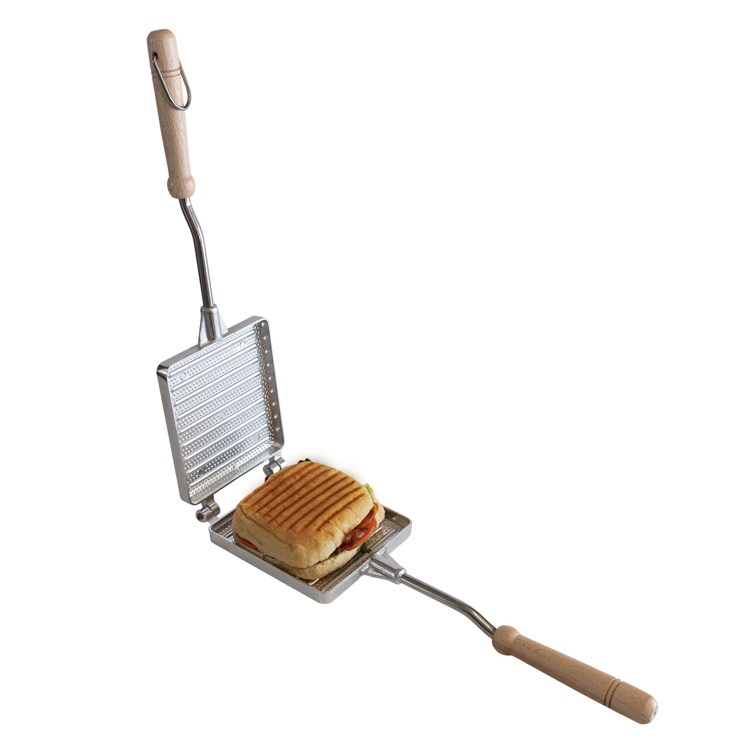 Alt View 4. Kings County Tools - 10-Inch Sandwich Maker Press - Silver and Brown.