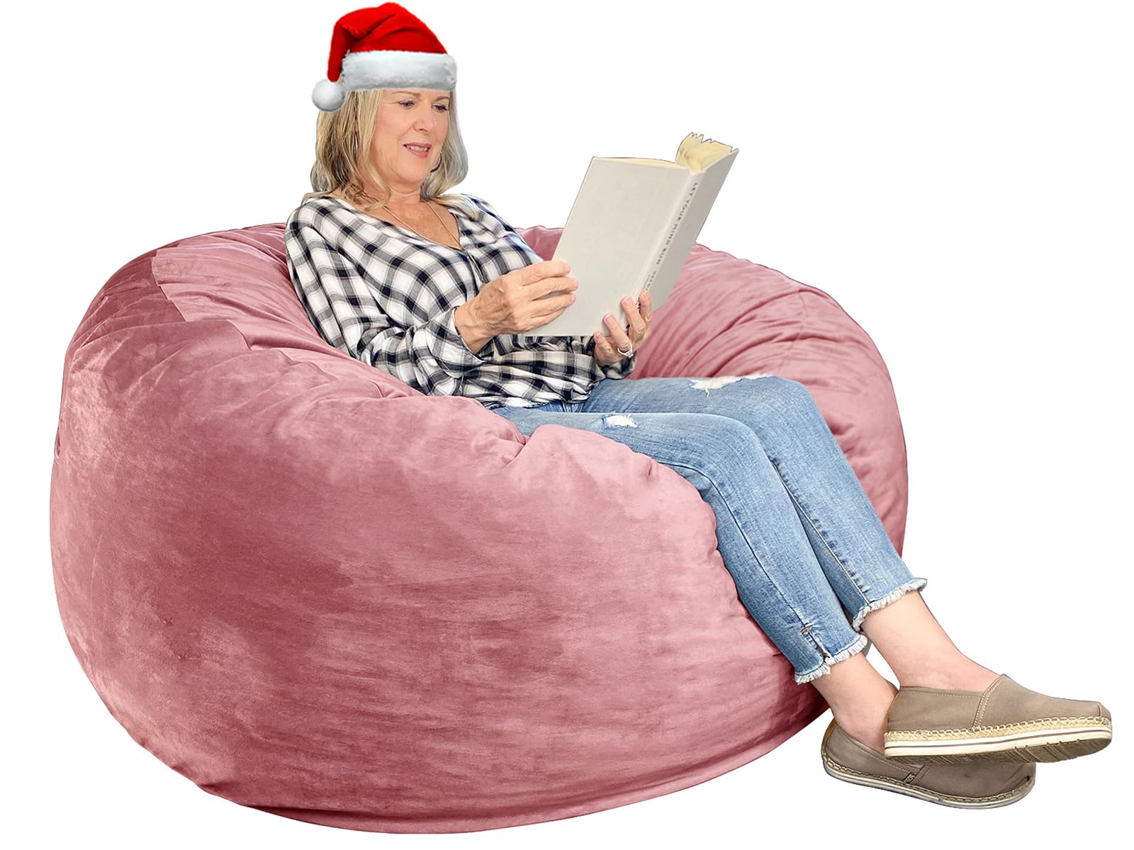PO3TICJUNKI3- Large Bean Bag Chairs For Adults teens With Memory Foam Filling Comfy Sofa Filler Included Soft Dutch Fabri- Pink