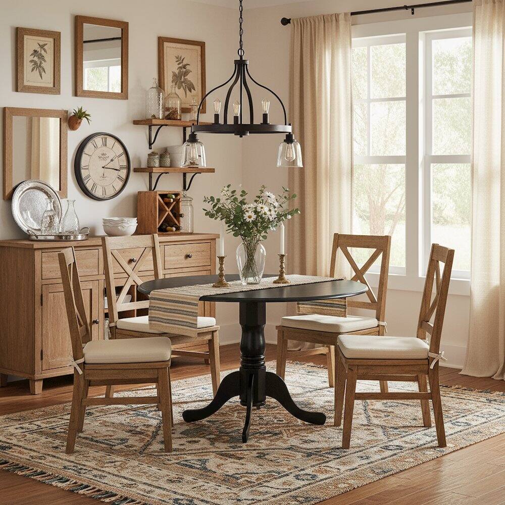 Alt View 2. FurniFact - Round Table - Black.