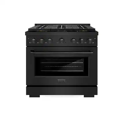 Front. ZLINE - ZLINE 36 in. Paramount Gas Range with 6 Burner DuoPro Cooktop and Gas Oven in Black Stainless Steel (PSGRB-36) - Black Stainless Steel.