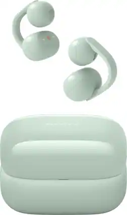 Front. Sony - LinkBuds Clip Truly Wireless Open Earbuds - Green.