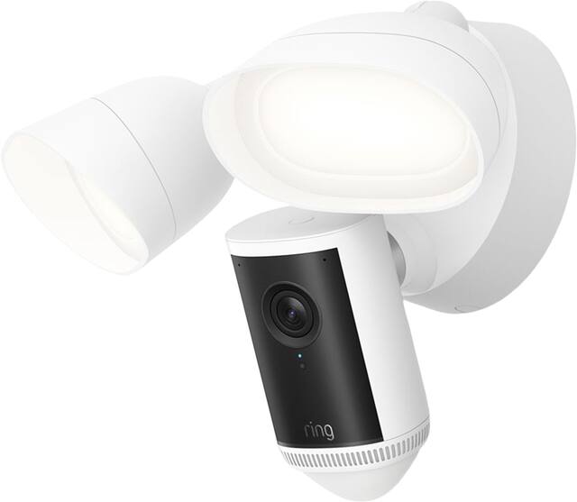 Ring - Floodlight Cam 4K Pro, Retinal 4K video, up to 10x Zoom, ultra-bright motion-activated floodlights - White