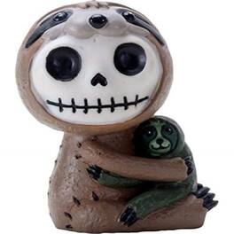 Pacific Trading - 2.5 Inch Furrybones Brady Skeleton Colored Raccoon with Sloth Figurine - Brown